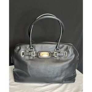 Michael Kors Black Pebble Leather Weekender Bag Luggage Satchel Bag Tote 16 x 13